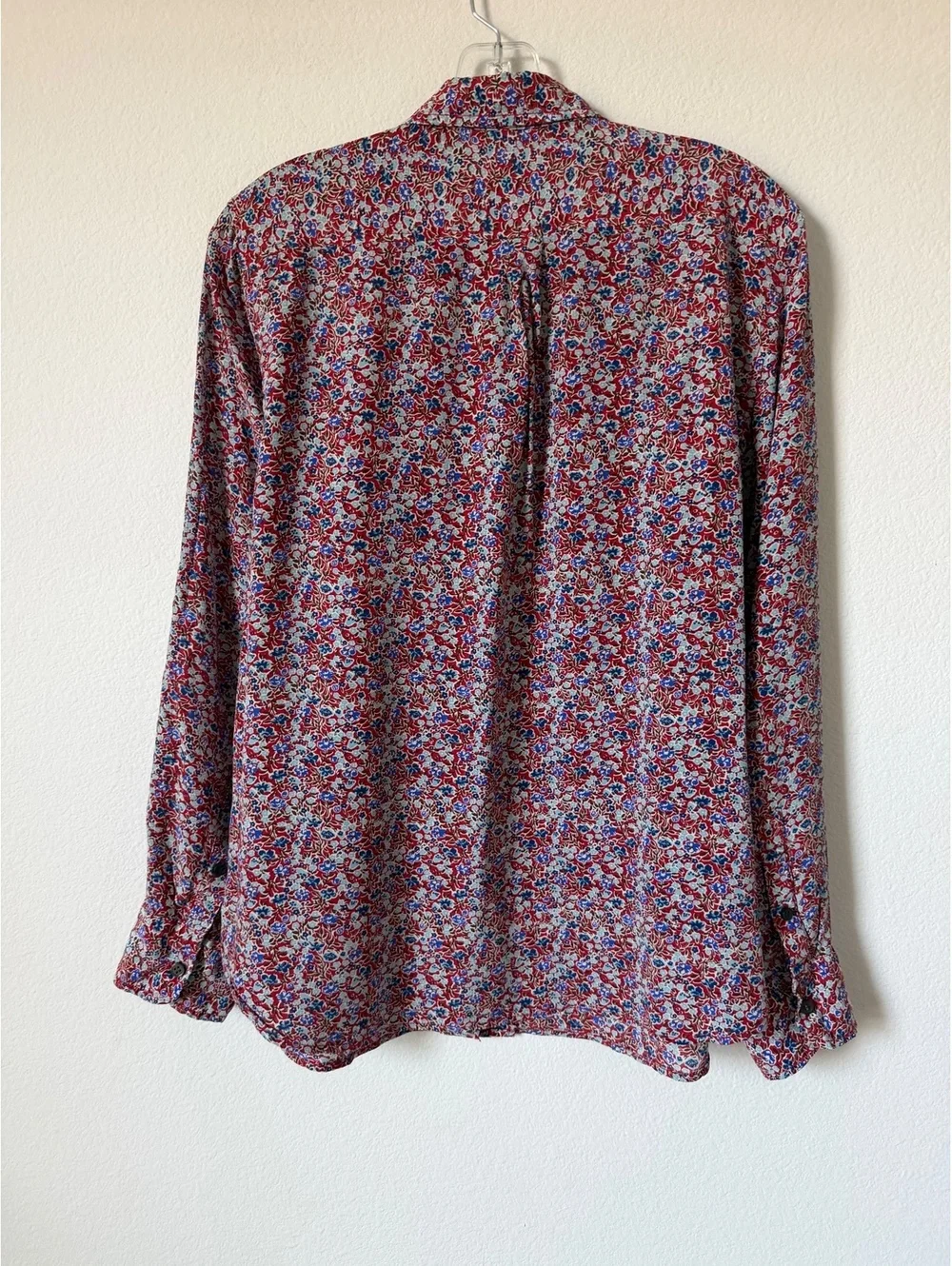 J. Crew 100% Silk Long Sleeve Button Up Floral Classic Shirt Women's Size 14